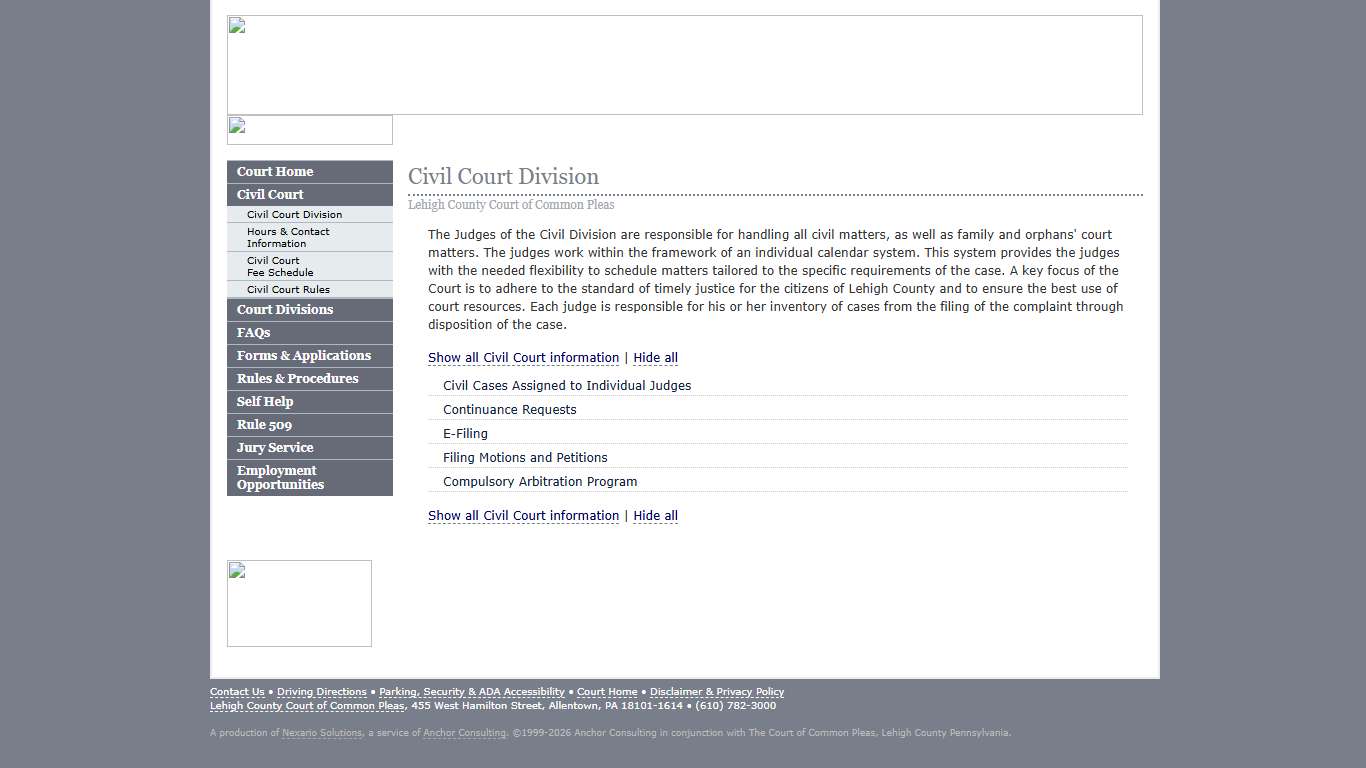 Civil Court Division :: Lehigh County Court of Common Pleas