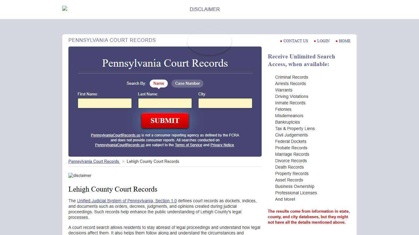 Lehigh County Court Records | PennsylvaniaCourtRecords.us